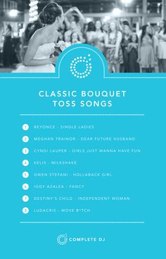 a flyer for the classic bouquet toss song contest, which features an image of a woman in