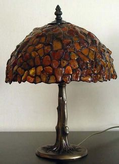 a lamp that is on top of a table