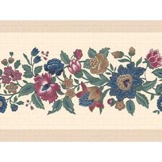 a wallpaper border with flowers and leaves