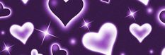 purple hearts and sparkles on a black background