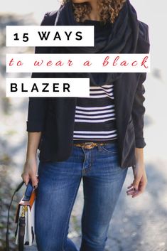 Black Sweater Blazer Outfit, Black Blazer Outfit Work, Fitted Blazer Outfit, Blazer And Jeans Outfit Women, Blazer Outfits For Women Work, Black Blazer Outfit Ideas, Black Blazer Casual, Black Blazer With Jeans, Blazer Outfits Women