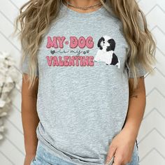 Celebrate Valentine's Day or gift someone special in your life with this My Dog is My Valentine T Shirt!  SIZING *This is a unisex sized t-shirt.  *Please read the sizing guide carefully to ensure correct sizing.  *Measuring a favorite t-shirt will help you find the correct size.  FABRICATION -100% combed and ring-spun cotton -Heather colors are a soft cotton-poly blend -Pre-shrunk fabric -Side-seemed construction CARE INSTRUCTIONS -Tumble dry low heat. -Do not iron directly on print. -Do not dr My Dog Is My Valentine, Dachshund Shirt, Bulldog Shirt, Valentines Day Shirt, Dog Valentines, Valentine Shirt, Valentine T Shirts, Dog Lover Shirt, Valentines Day Shirts