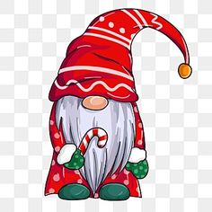 an image of a cartoon santa claus with candy canes on his nose, transparent background