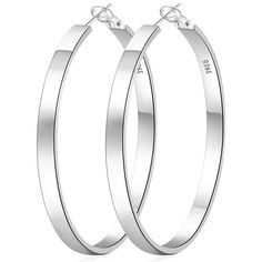 PRICES MAY VARY. 💕Lightweight Silver Large Hoop Earrings: This large hoop earrings are very lightweight, will not weigh your ears down! super comfortable to wear, super easy to wear and take off, and this large sterling silver hoop earrings ultra-versatile and go with a variety of looks, perfectly suit your dressing style. You can wear it in any occasions, such as souvenir, wedding, engagement, valentine's day, birthday, anniversary, graduation or daily wear. ✨Hypoallergenic Hoop Earrings for Y Large Silver Hoop Earrings, Earrings Hypoallergenic, Big Hoop Earrings, Earrings Dainty, Large Hoop Earrings, Sterling Silver Hoop Earrings, Sterling Silver Hoops, Fine Jewellery Earrings, Geometric Earrings