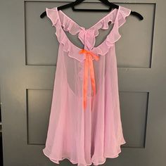 Adorable Set, Never Worn. Light Pink/Purple With Coral Ribbon Detail. Included Matching Side Tie Panties In Size Small. A Couple Small Snags On The Ribbon As Shown In The Last Picture. Not Noticeable When Wearing. Purple Summer Nightgown For Pajama Party, Pink Ruffled Cute Sleepwear, Cute Pink Ruffled Sleepwear, Victoria's Secret Purple Sleepwear For Pajama Party, Flirty Victoria's Secret Sleepwear, Pink Ruffled Nightgown For Sleepover, Pink Ruffled Nightgown For Sleep, Pink Ruffled Sleepwear For Bedtime, Pink Ruffled Sleepwear