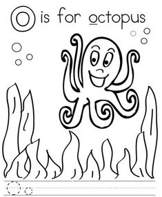 an octopus is swimming in the ocean coloring page