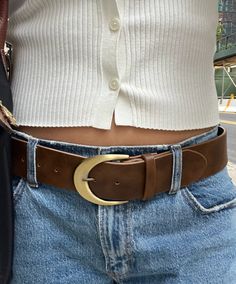 Women's Fall Fashion Outfits with Genuine Leather Brown Belt Gold Buckle Thick NYC Brown Belts Women, Brown Belts Women Outfit, Vintage Belts Outfit, Womens Brown Belt, Thick Brown Belt Outfit, Brown Suede Belt Outfit, Big Belt Aesthetic, Brown Leather Belt Outfit, Thick Brown Belt