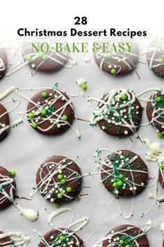 christmas dessert recipes no - bake and easy chocolate cookies with green sprinkles