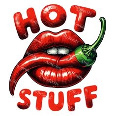 a red hot stuff with the words hot stuff on it