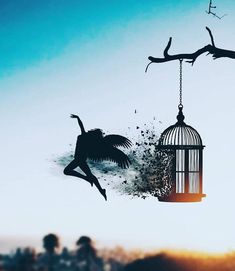 ليلو وستيتش, The Caged Bird Sings, Free Angel, Photo Collage Design, Silhouette Photos, Angel Painting, Socrates, Diy Beauty Hacks, Paint By Number