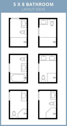 the bathroom floor plan is shown in black and white, with four different areas for each room