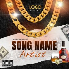 the album cover for song name artist, featuring money and an image of a gold chain