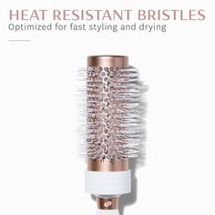 Designed with a luxe rose gold aluminum + ceramic-coated barrel, this professional round brush works with dryer heat to shape hair during styling, adding body and volume. Best Round Brush, T3 Hair Dryer, Best Hair Brush, Perfect Blowout, Round Hair Brush, Blow Dry Brush, Roll Hairstyle, Blow Dry Hair, Lifeless Hair