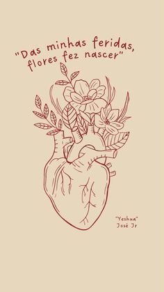 a drawing of a heart with flowers in it and the words, daas minas fe