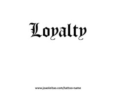 the word lodalty written in black ink on a white background with an ornate font