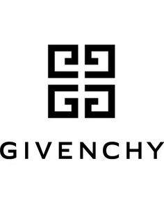 the givenchy logo is shown in black and white