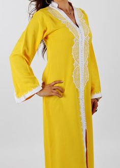 Yellow Moroccan Resort wear Caftan Luxury by MaisonMarrakech Maternity Gifts, Luxury Loungewear, Moroccan Kaftan, Maternity Maxi Dress, Summer Yellow, Maternity Maxi, Loungewear Luxury, Pregnancy Maxi Dress, Maxi Robes