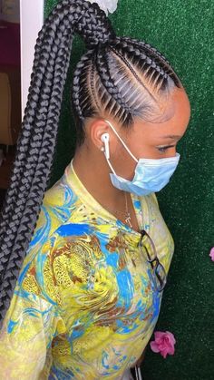 Hairstyle Homecoming, Feed In Braids Ponytail, Cornrow Ponytail, Goddess Braids Hairstyles, African Hair Braiding Styles