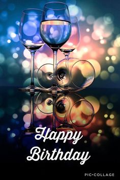 two wine glasses sitting on top of each other in front of a black background with the words por fin es viernes