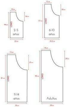 the size and measurements of an adult's vest, with measurements for each garment