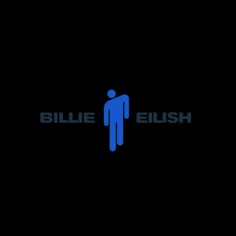 a blue man standing in front of the word,'bliee eish '