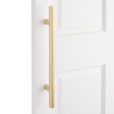 an open door with a handle on the front and side panels, in white painted wood