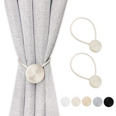 the curtain tie backs are made from linen and have three different color options to match