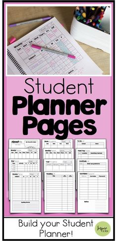 the student planner pages are organized and ready for students to use Free Student Planner, School Structure, Teacher Planning Pages, Homework Planner Printable, Homeschool Student Planner, Study Planner Printable Free, School Agenda, Student Weekly Planner, Planning School