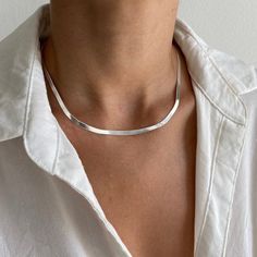 Silver Herringbone Chain, Flat Silver Necklace, Silver Necklace Thick, Silver Snake Chain Necklace, Snake Chain Necklace Silver, Chain Necklace Women Silver, Simple Silver Necklace Stack, Silver Herringbone Necklace, Silver Jewelry Elegant