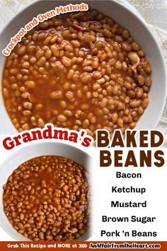 Grandma's baked beans in a white serving bowl Baked Beans From Pork And Beans Recipe, Crockpot Baked Beans With Bacon, Canning Pork And Beans Recipe, Dr Pepper Baked Beans Recipe, Baked Beans From Canned Pork And Beans, Canned Baked Beans Recipe Crock Pot, Campbells Pork And Beans Recipes, Homemade Pork N Beans, Crockpot Brown Beans