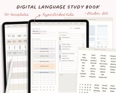 the digital language study book is open and ready to be used on ipad or tablet