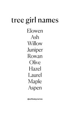 the title for tree girl names, written in black and white on a white background