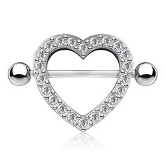 a heart shaped pin with crystal stones on it