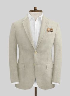 If you want a suit that's very much of the time, our Ivy Beige Pure Linen Suit should be your first port of call. Crafted from linen in 40s Lea, the suit is light in weight and naturally regulates heat, absorbing moisture, which in turn transfers heat away from the body. Linen is a strong fabric that is finally having its day in the sun, and even at the office, our ivy beige suit is the one summer fabric to rule them all. 
 
 Look Includes  Ivy Beige Pure Linen Fabric  Two Button Jacket Style  N Beige Linen Suit, Beige Suit, Beige Suits, Linen Suit, One Summer, Linen Jacket, Button Jacket, Business Events, Summer Fabrics