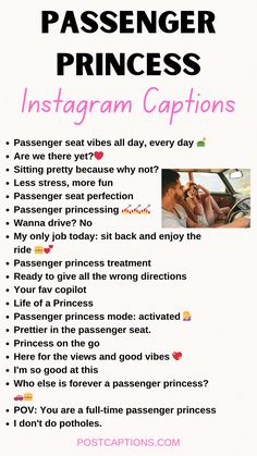 a poster with instructions on how to use the princess instagram caption in english