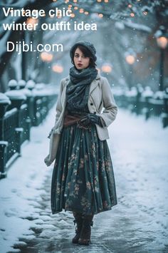 Winter Cottagecore Outfit, Winter Midi Skirt Outfit, Skirt Tulle, Chic Winter Outfits, Cottagecore Outfits