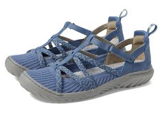 JBU Juliana - Women's Shoes : Denim/Light Denim : Don the sporty look wearing the JBU Juliana. It is crafted from nubuck knit upper, faux leather lining and micro suede wrapped with memory foam footbed. This pair of shoes features round toe, adjustable hook-and-loop t-strap closure, contrasting woven strap detail and knit mesh foot. Terra traction TPR outsole. Imported. Measurements: Weight: 8.82 oz Product measurements were taken using size 7, width M. Please note that measurements may vary by size. Knit Mesh, Sporty Look, Light Denim, T Strap, Product Reviews, Women's Shoes Sandals, Women's Shoes, Memory Foam, Womens Sandals