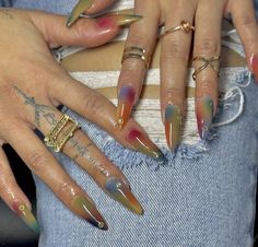 Nails And Rings, Colorful Nails, Get Nails, Dream Nails, Funky Nails, Pretty Acrylic Nails, Chic Nails, Dope Nails, Best Acrylic Nails