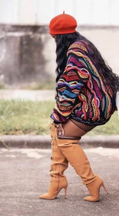 The 2000s✨ Fishnet Shorts, Coogi Sweater, Long Journey, Woman Style, The 2000s, Cute Swag Outfits, Black Women Fashion, Baddie Outfits Casual