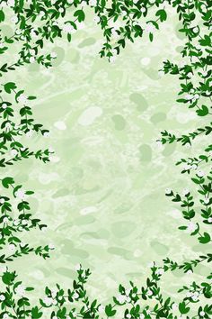 a green background with white flowers and leaves in the center is an empty space for text