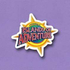 a sticker with the words islands of adventure on it