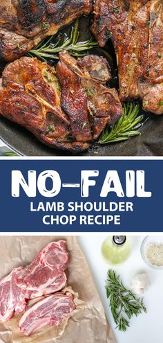 no - fail lamb shoulder chop recipe with herbs and spices on the side, in front of