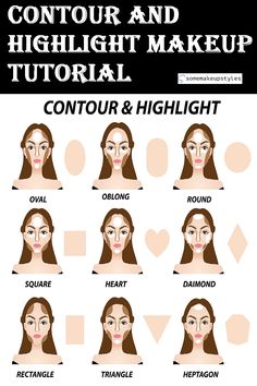 Where To Apply Highlighter, Face Shape Contour, Diamond Face Shape Hairstyles, Contouring Products, Square Face Makeup, Highlighting And Contouring, Oblong Face Hairstyles, Ideal Face, Strong Jawline