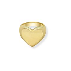 14K Gold-Plated Sterling Silver Classic Gold Heart Signet Ring, Gold Heart Cut Classic Signet Ring, Classic Gold Heart Cut Signet Ring, Heart Signet Ring, Zodiac Rings, Baguette Ring, Square Rings, Pinky Ring, Chain Ring