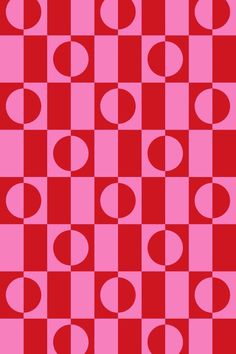 a red and pink checkered pattern with circles