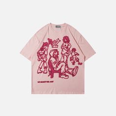 DETAILSFit: OversizedSleeve Length(cm): ShortSkin Feeling: Soft, ComfortablePattern Type: PrintMaterial: CottonCollar: O-Neck Oversized Shirt Men, Chic Prints, Pink Y2k, Oversized Graphic Tee, Streetwear Summer, Pullover Shirt, Wear Pink, Casual Look, Mens Streetwear