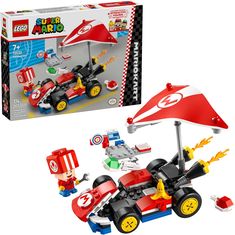 LEGO SUPER MARIO KART TOY – Toad' Pit Crew helps players race, drift and glide into action with a brick-built model of the Standard Kart race car toy from Mario Kart, plus a workstation