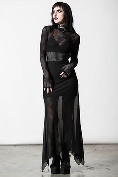 Alt Wardrobe, Layered Mesh Dress, Mesh Dress Outfit, Mesh Shirts, Women Fashion Ideas, Control Yourself, Minimalist Goth, Mesh Outfit