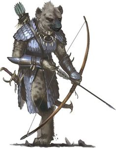 a drawing of a bear dressed in armor and holding a bow, arrow and shield