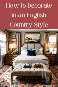 an english country style bedroom with the title how to decorate in an english country style